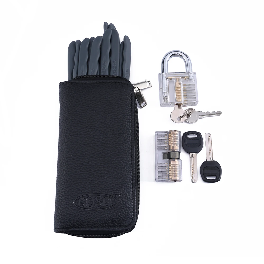 

Locksmith Tools 24pcs Gray Locksmith Kit with 2pcs Locksmith Practice Transparent Lock Train Tools Locksmith Supply