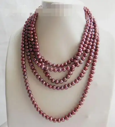 

Free Shipping >> 100'' 8mm Purple Round Freshwater Pearl Necklace