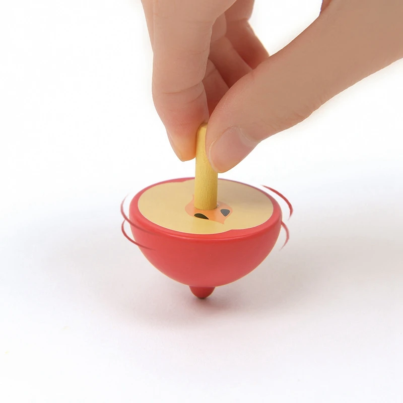Мультяшный мини арбуз яблоко фруктовый деревянный Топ спинны Топ Детские игрушки антистресс предохранительное давление настольные Классические игрушки-подарки