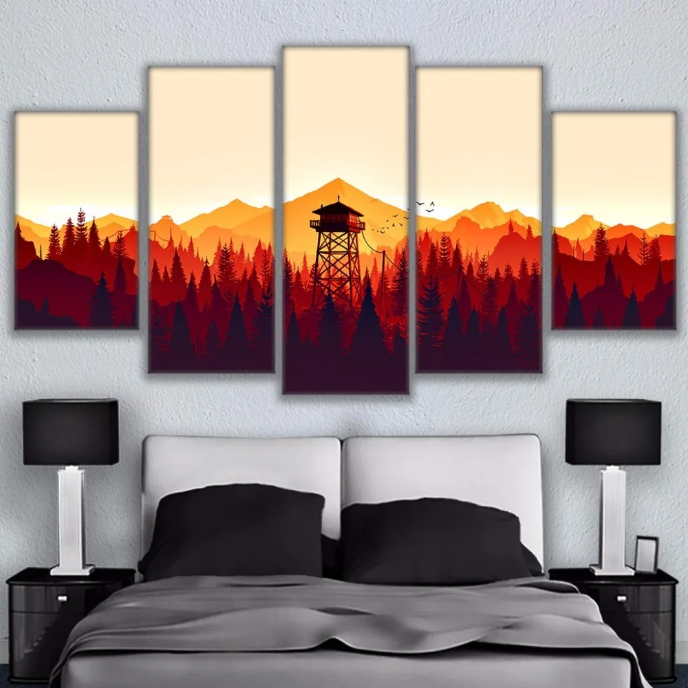 Modern-Frames-For-Painting-Modular-Cheap-Pictures-Wall-5-Panel-Game-Firewatch-Art-For-Living-Room (1)