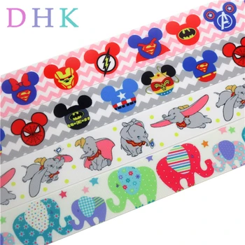 

DHK 1.5'' 50yards hero elephant printed grosgrain Ribbon Accessory hairbow headwear decoration DIY Wholesale 38mm S1022