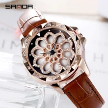 SANDA Fashion Rotate Clock Dial Women Watches Top Brand Luxury Leather Strap Leisure Ladies Watch Quartz Waterproof Wrist Watch SANDA Fashion Rotate Clock Dial Women Watches Top Brand Luxury Leather Strap Leisure Ladies Watch Quartz Waterproof Wrist Watch