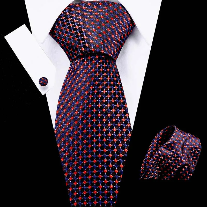 Мужской галстук-платок, набор, модные свадебные галстуки для мужчин, Hanky запонки, галстук в горошек, в полоску, Gravata, жаккардовый галстук