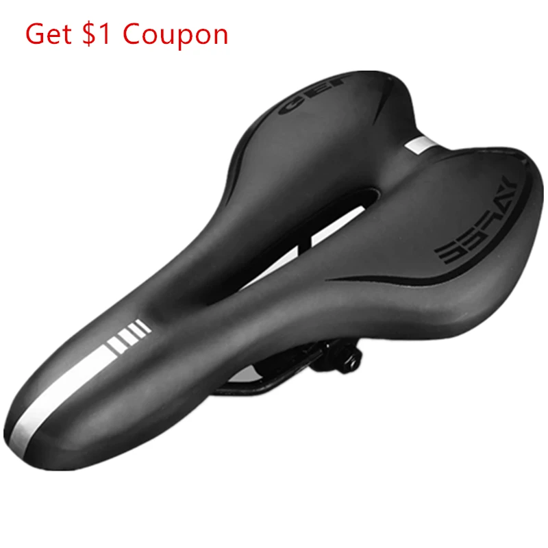 

Bike Silicone Cushion PVC Leather Surface Silica Filled Gel Comfortable Hollow Cycling Seat Shockproof Bicycle Saddle