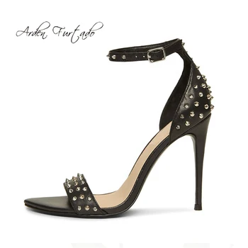 

Arden Furtado Summer Fashion Women's Shoes Sexy Stilettos Heels Rivets New Pure Color Sandals Elegant High heels Party shoes