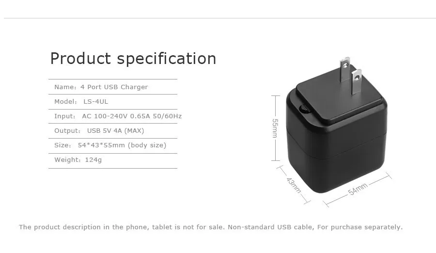 Udoli 20 Вт 4 порта универсальное 5 в 2A интеллектуальное USB настенное зарядное устройство многопортовый адаптер для путешествий С опциональной вилкой EU US UK AU KR CN