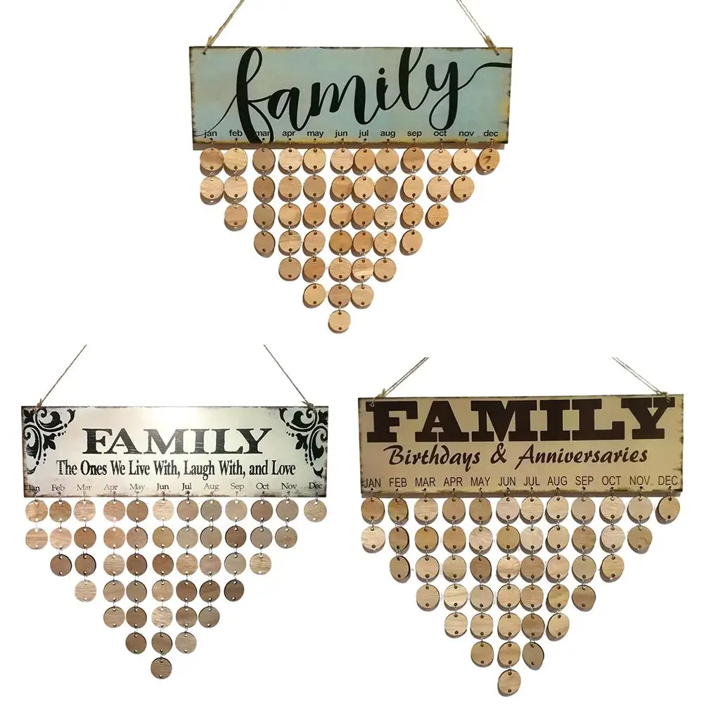 

DIY Wooden Colorful Family Friend Birthday Anniversary Calendar Signature Plan Board Hanging Decoration Gift 3 Types