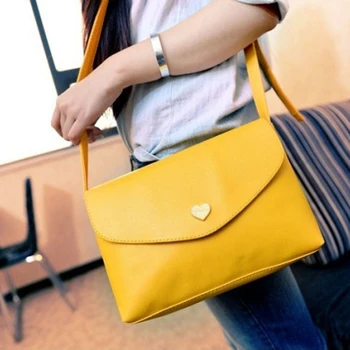 

100pcs/lot women messenger bag Satchel Shoulder bag PU Leather Handbags Solid Heart Cute Women Cross Body Bag Small Women Bag