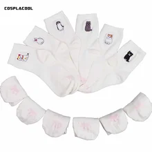 [COSPLACOOL] Симпатичные, с нашивками в виде животных, носки с Мопсом Для женщин хлопок белые носки для детей милые носки жаккардовый женский Однотонная Одежда Носки забавные каваи сокке