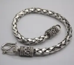 Sterling S925 Серебряный браслет Ретро пшеницы Chain человека модная цепочка 7,8 'L 4.5mmW браслет женский личности ювелирные изделия для мужчин