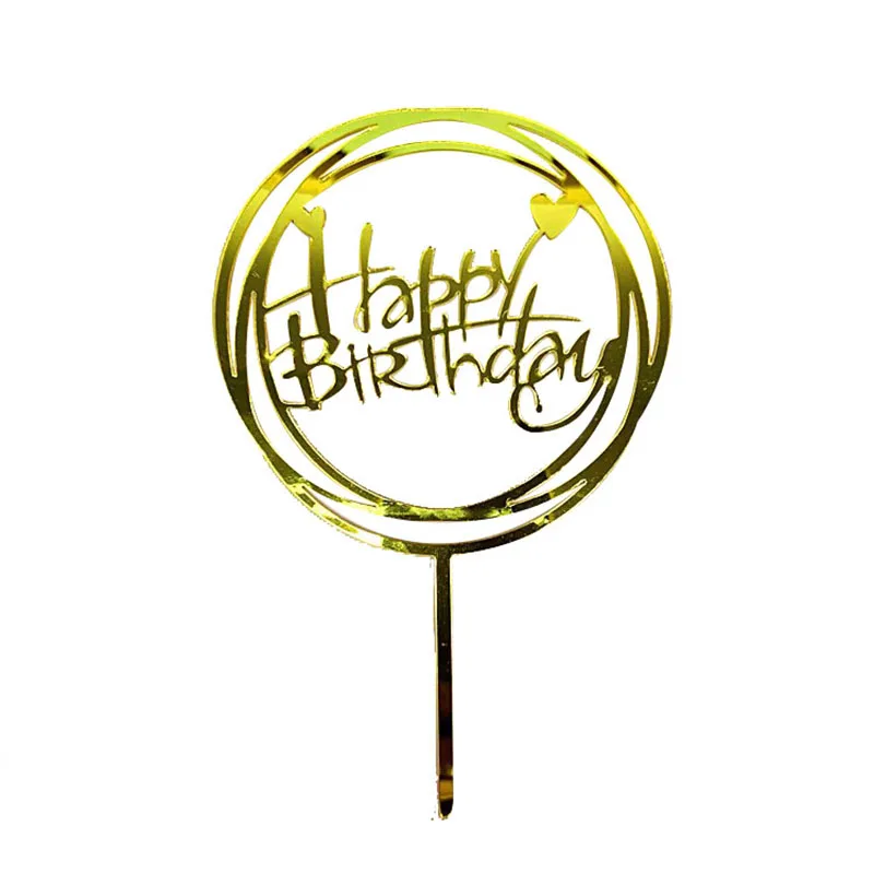 1 шт золотые серебряные сверкающие топперы для кексов свадебные принадлежности Топпер для торта «С Днем Рождения» для детского душа украшения для дня рождения - Цвет: CR03