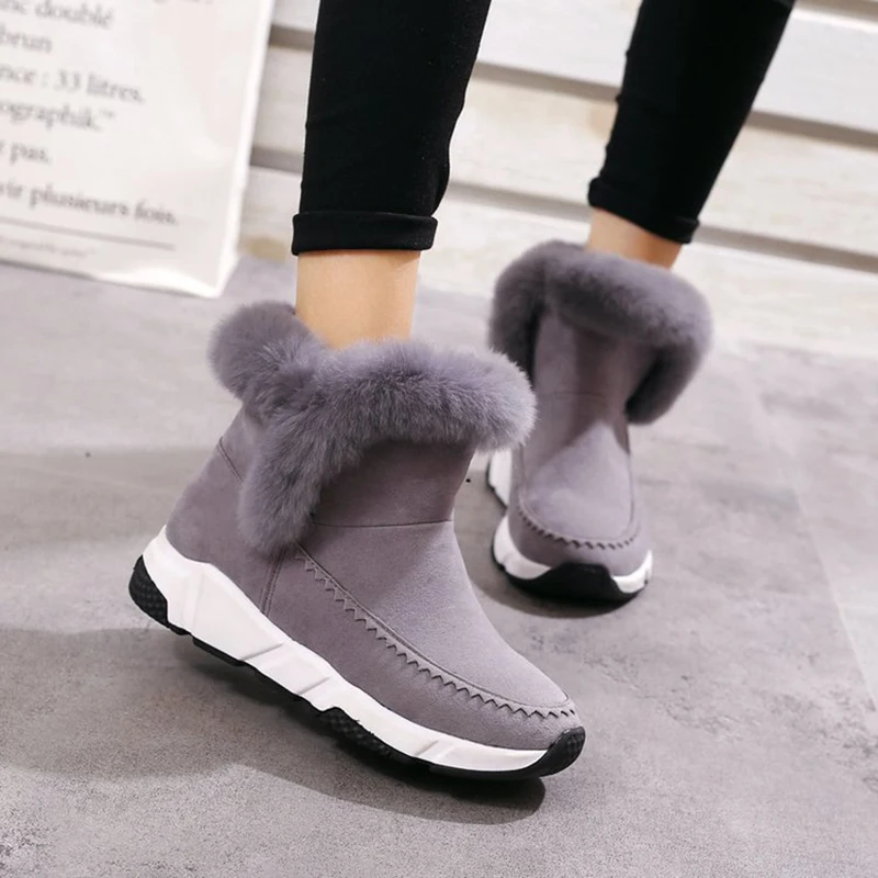

2018 Winter Wedge Patchwork Faux Fur Women Shoes Woman Boots Platform Warm Snow Boots Ladies Boot botas feminina FW206