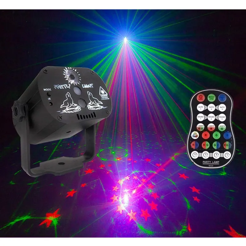 DJ лазерный сценический светильник RG 60 видов узоров проектор USB сценический светильник ing диско светильник рождественские вечерние бар праздничный светильник s