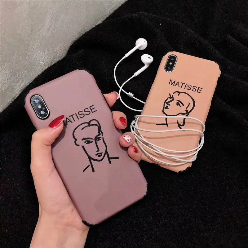

2019 New Simple Line Expression For Iphone 6 6S 7 8plus X Xs Xr Xsmax Anti-Fall Phone Case