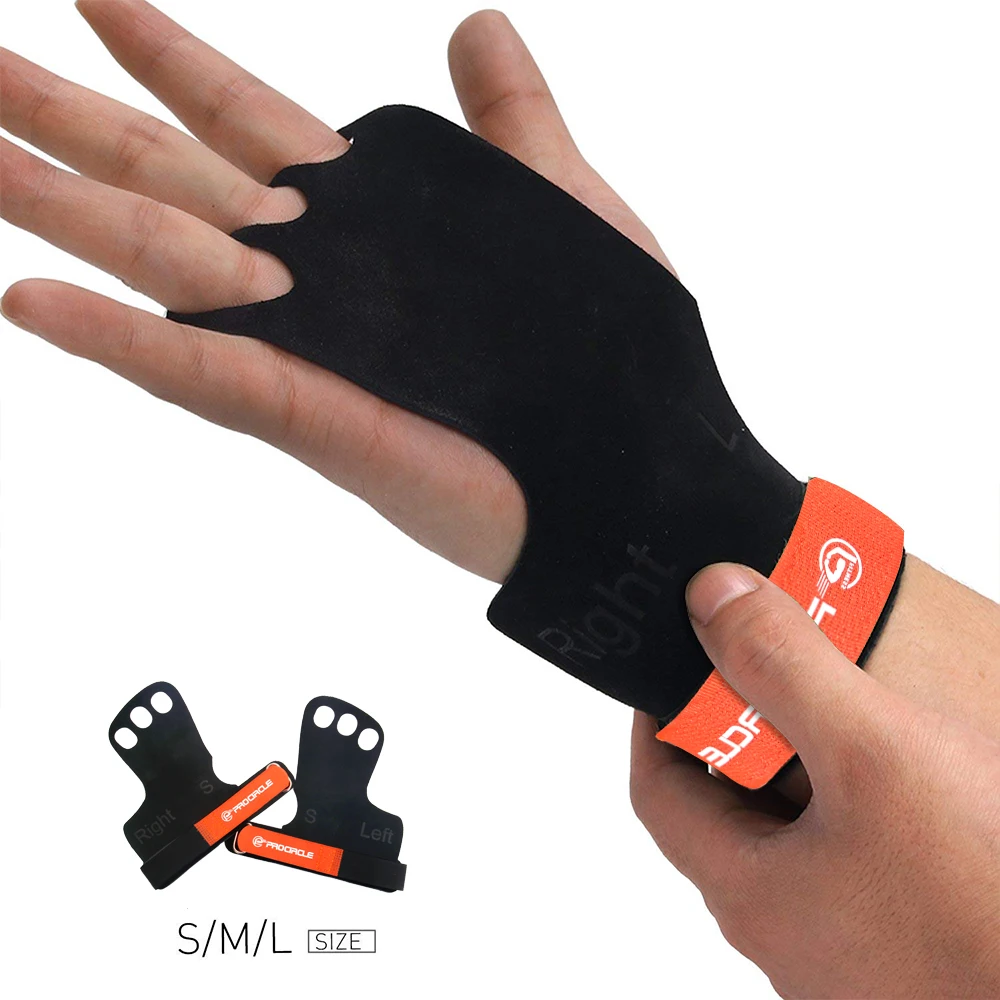 1 Pair GYM Genuine Leather Palm Protectors Gloves Hand Grips Crossfit