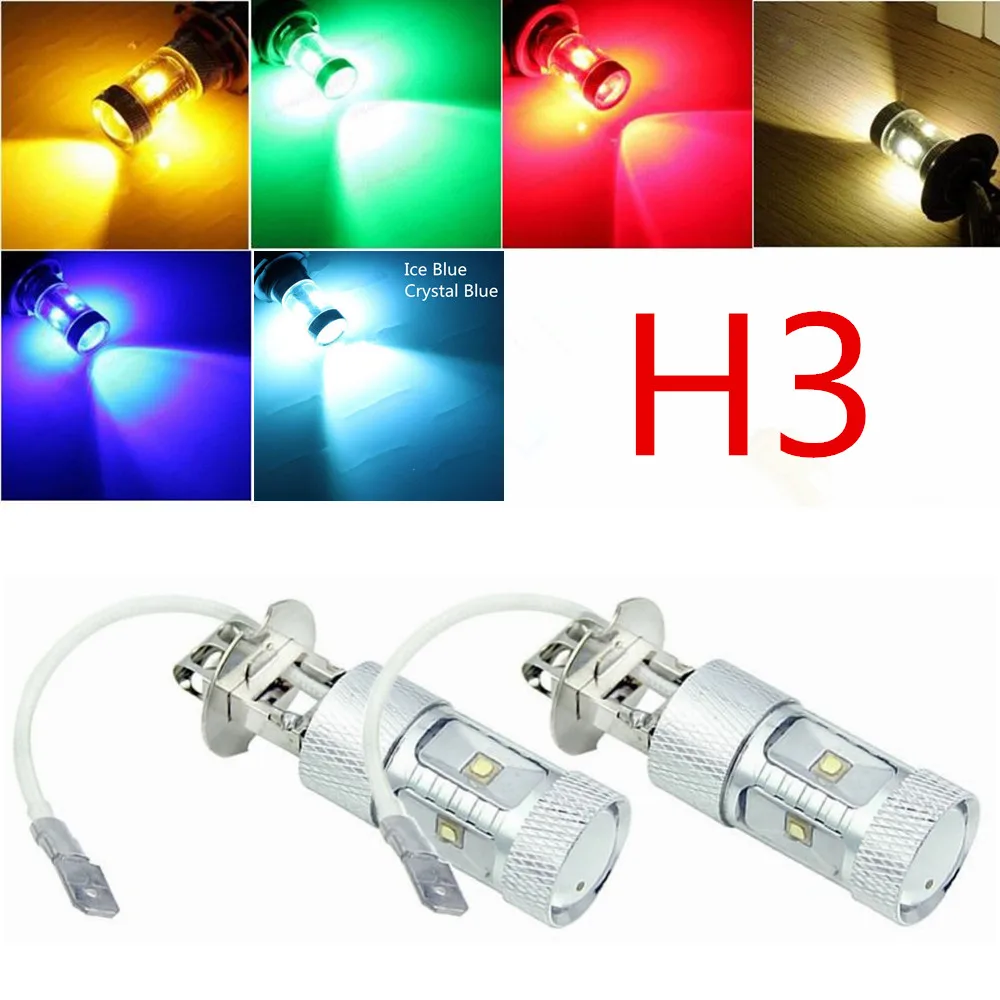 

2pcs H3 High Power 30W LED for car Daytime Driving Fog run Light Red 12V Bulb White Red Ice Blue Green Amber Yellow