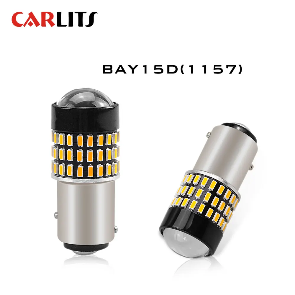CARLITS 2x p21w светодиодный лампы автомобиля светильник светодиодный 1156 ba15s t20 p21/5 Вт авто светодиодный 12V bay15d 1157 bau15s 7443 w21/5 Вт t25 3157 LED DRL задний фонарь - Испускаемый цвет: 1157 Yellow