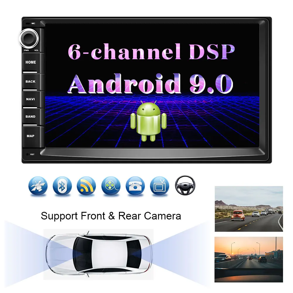 Discount Podofo DSP Android 9.0 Universal 2 din auto Multimedia Player car radio Stereo 2din 7" MP5 Player (No DVD) GPS Navigation WiFi 17