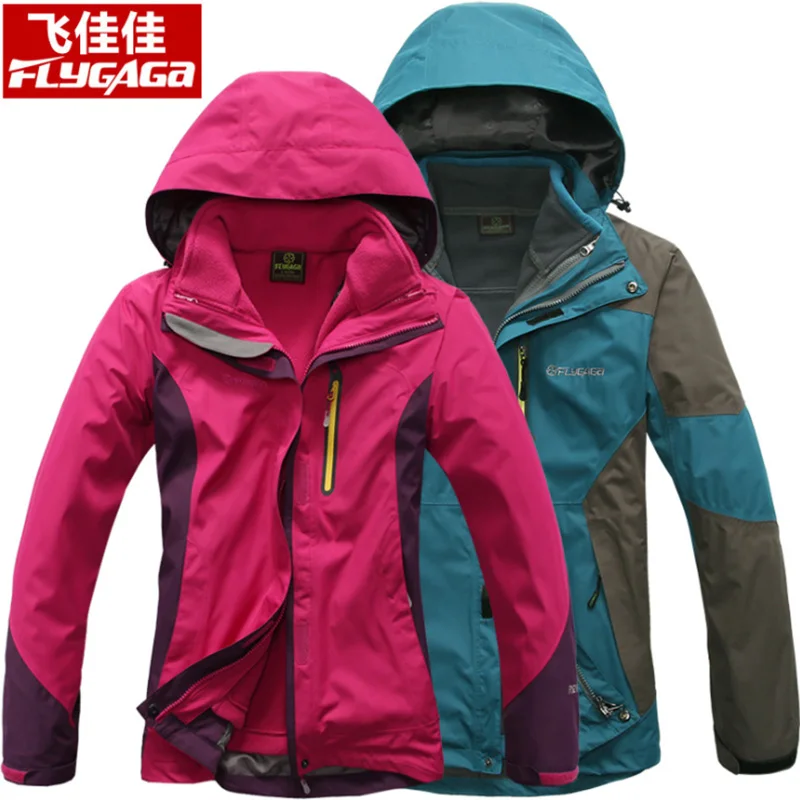 

FLYGAGa Outdoor Waterproof Jacket Men 3in1 Windbreaker Removable Fleece Liner Hiking Jacket Camping Women Coat casaco masculino