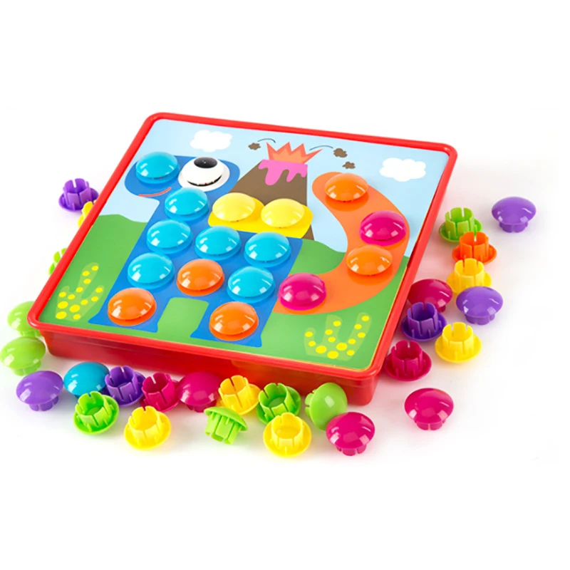 Детские 3D Пазлы игрушки красочные кнопки сборный пазл креативная мозаика грибы ногти детские развивающие игрушки