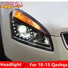 KOWELL автомобильный Стайлинг для Nissan Qashqai светодиодные фары 2009-Новинка года Qashqai фары передние фары H7 Биксеноновая разрядная лампа высокой интенсивности для объектива