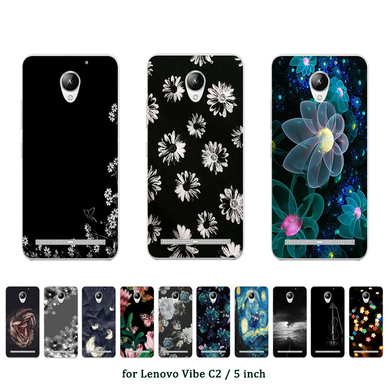 

For Lenovo Vibe C2 k10a40 5.0"Case Silicon Phone Cases For Lenovo C2 Power Cover Soft TPU Multicolor Printed Covers Phone Bag