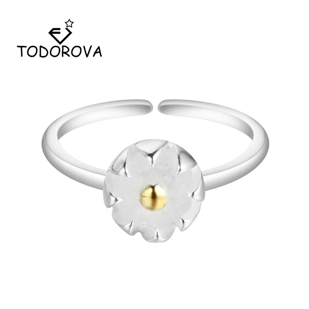

Todorova Silver Lotus Flower Shaped Rings for Women Fashion Jewelry Adjustable Ring Female Engagement Wedding Rings