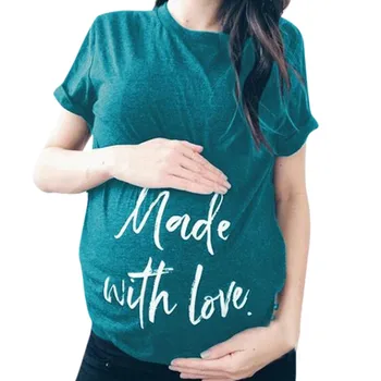 

Women Maternity Nursing Tops Letter Print Pregnant Short SleeveT-Shirt Blouse Pregnancy Shirts Ropa Maternal De Moda