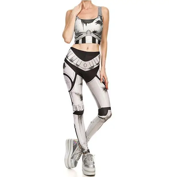 

New Fashion Star Wars Imperial Stormtroope Crop Tops and Leggings Sets Sexy Women Cosplay Costumes Summer Tight Bodysuit S-XL