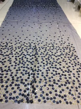 

embroidery african tulle mesh fabric with glitter SH-404 sequins glued for party dress