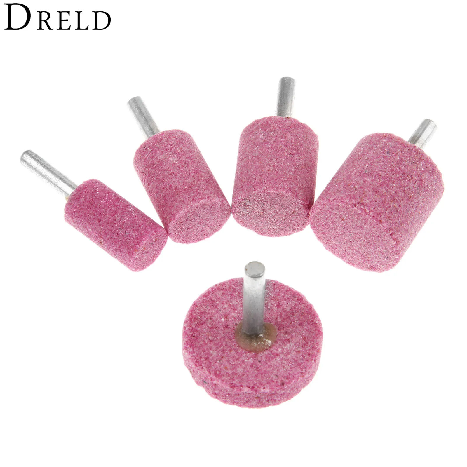 DRELD 5Pcs/set Dremel Accessories 6mm Shank Corundum Polishing Grinding