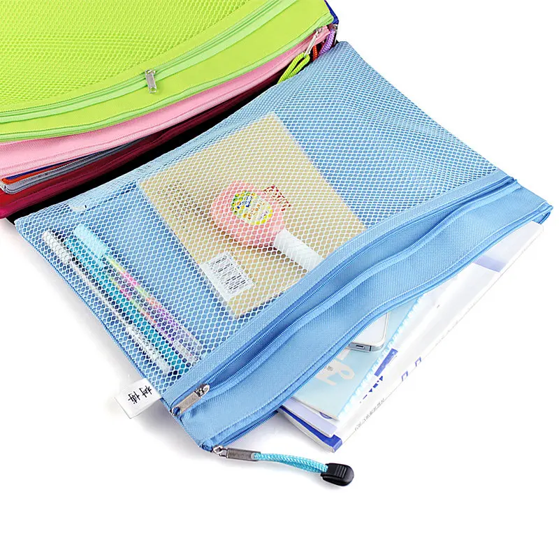 

TOPPER Colorful Double Layer canvas Cloth Zipper Paper File Folder Book Pencil Pen Case Bag File Document Bags