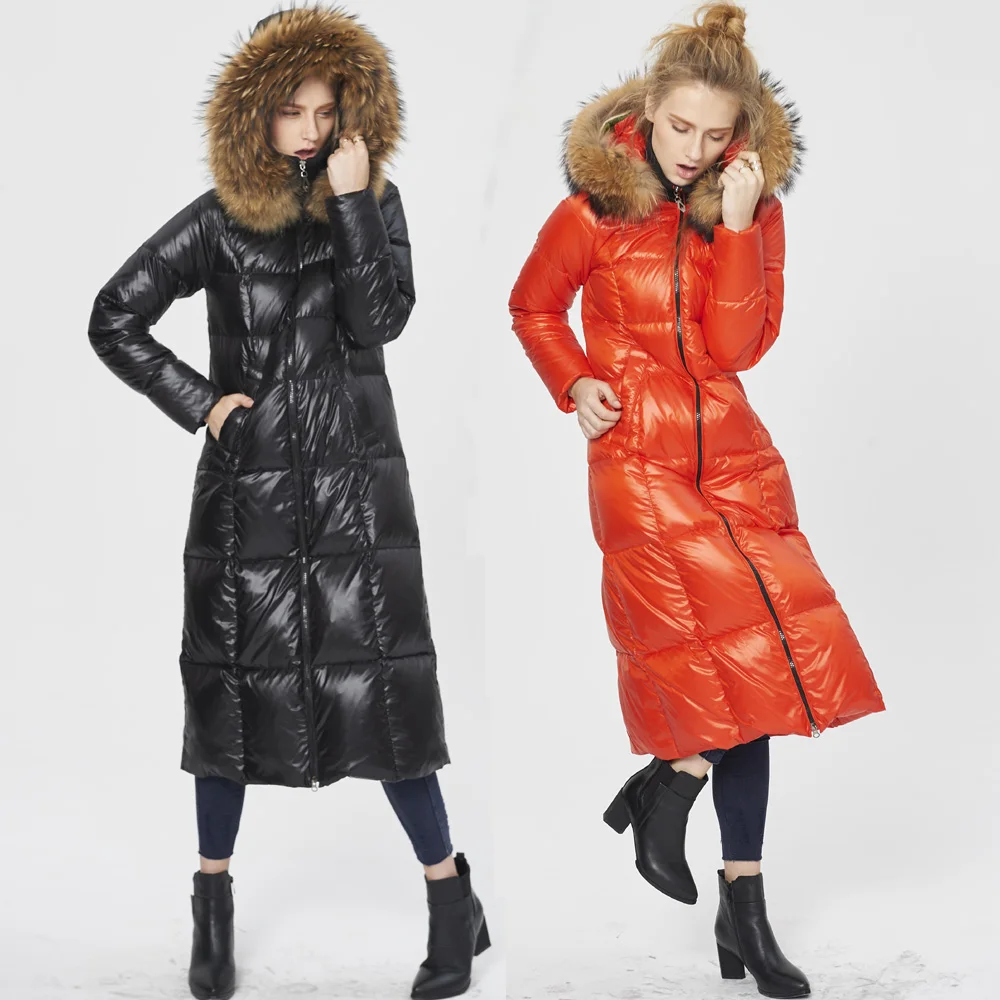 

High Quality Canada Luxury 2018 Winter Women Warm Thick Duck Down Parkas Fashion Genuine Raccoon Fur Collar Down Jacket Coat
