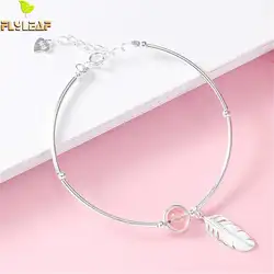 Flyleaf перо 100% природа Клубника Кристалл 925 стерлингового серебра браслеты для женщин модные Изящные ювелирные Браслеты и браслеты