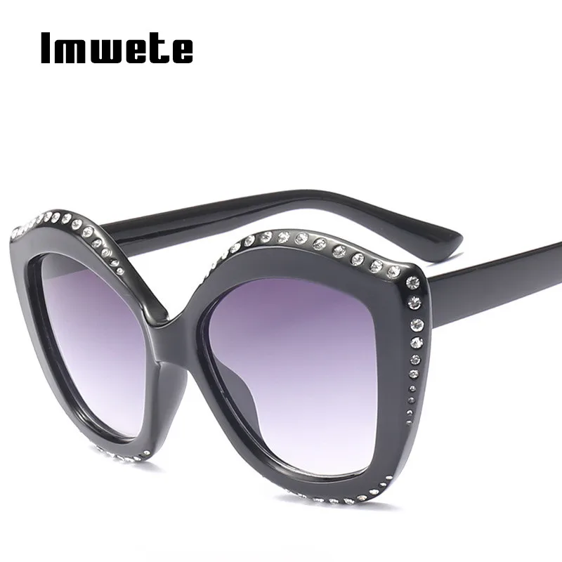 Imwete роскошные солнцезащитные очки "кошачий глаз", женские модные брендовые очки в форме губ, стразы, солнцезащитные очки, винтажные прозрачные очки UV400