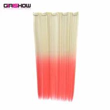 Girlshow 2" Длинные прямые Омбре синтетические волосы для наращивания 5 заколки для волос Плетение один ломтик два тона шиньоны 9 цветов, 50 г/шт