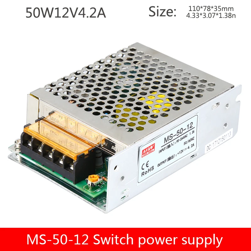 

50W small size LED switching power supply MS-50-12V4.2A monitoring foot power stable power transformer