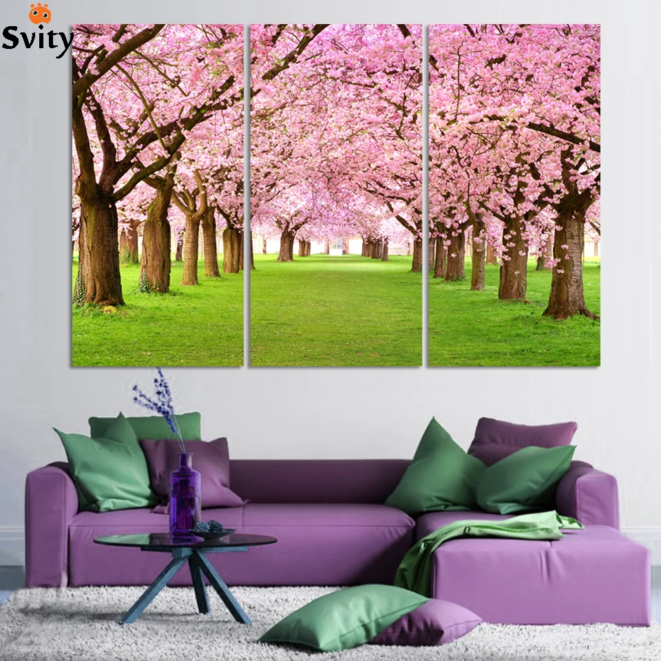 

3 Panel Modern Printed Tree Painting Picture Cuadros Sunset Canvas Painting Wall Art Home Decor For Living Room No Frame F299