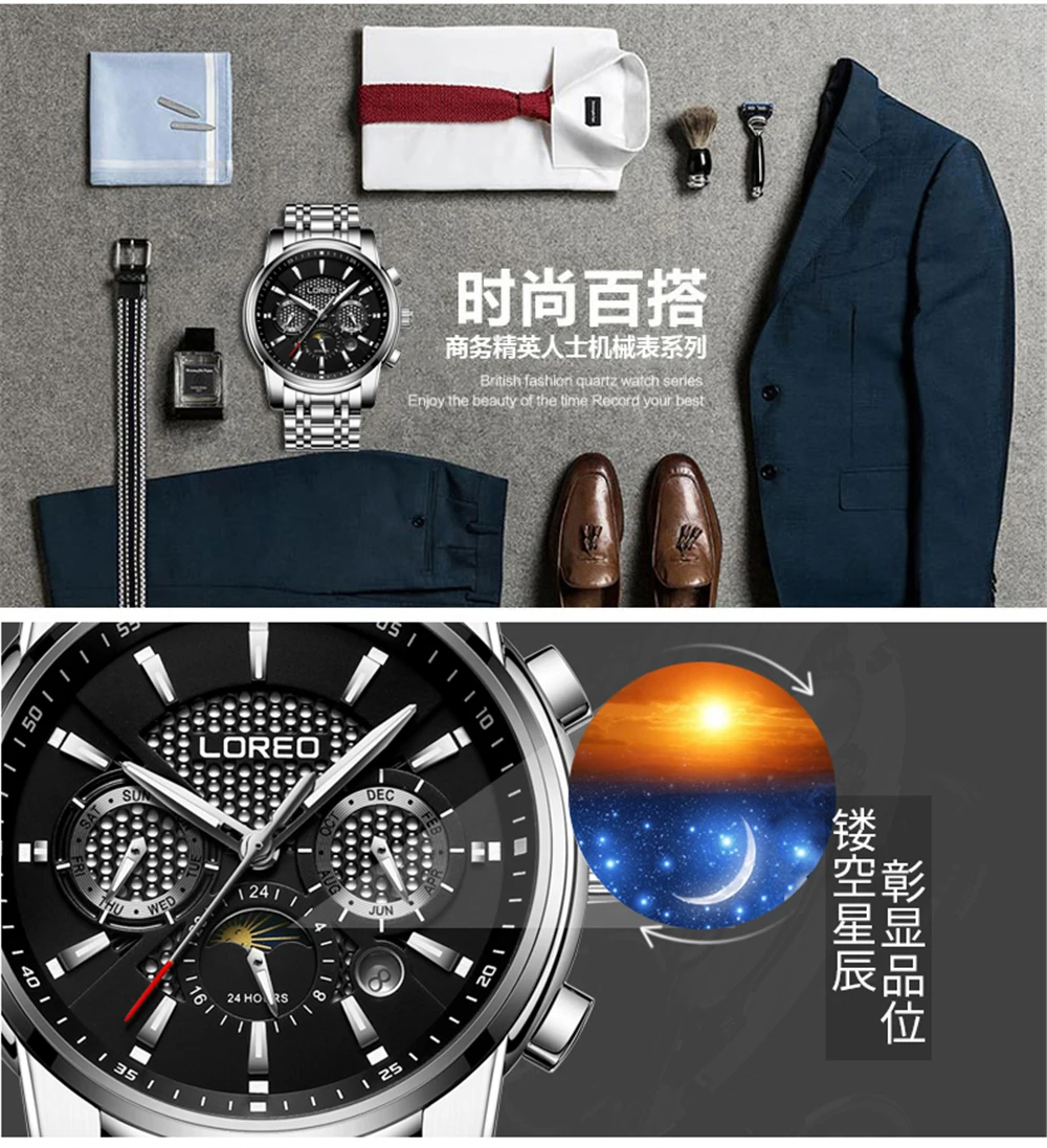 LOREO 2019 для мужчин часы автоматические механические роль Дата Fashione Элитный бренд водостойкие мужской Reloj Hombre Relogio Masculino