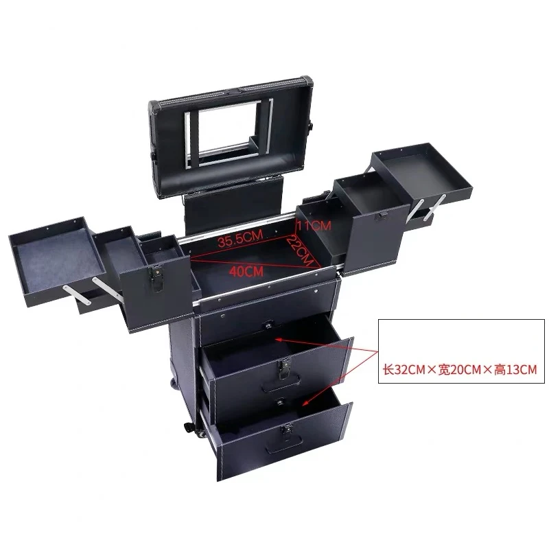 

Women large capacity Trolley Cosmetic case Rolling Luggage bag,Nails Makeup Toolbox,Multi-layer Beauty Tattoo Trolley Suitcase