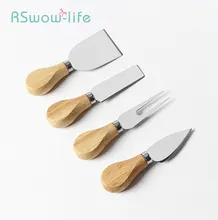4 шт нож для сыра из нержавеющей стали деревянная ручка крема