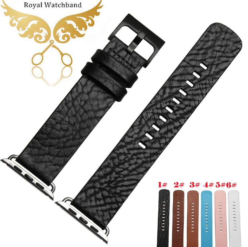 38mm 42mm Black Genuine Leather Strap Classic Buckle Adapter Watch Bands for A p p l