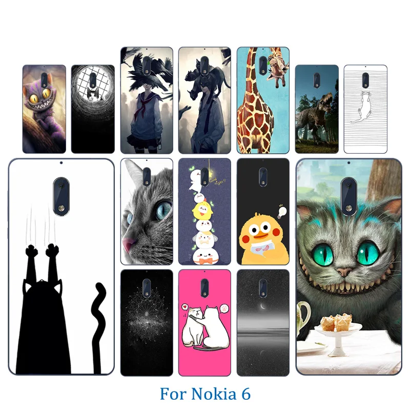 

Soft TPU Case For Nokia 6 Soft TPU Silicone Slim Thin Pusscat Pattern Fashion Luxury Back Cover For Nokia6 Phone Shell Bag