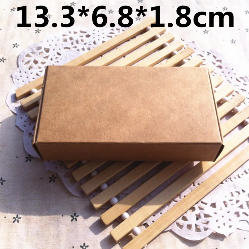 

50pcs 13.3*6.8*1.8cm Brown Carton Kraft Box Wedding Gift Candy Boxes Soap Packaging Jewellry Packing Box