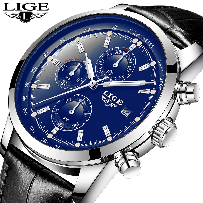 

2018 LIGE Quartz Watch Men Fashion Leather Clock Sport Mens Watches Luxury Waterproof Business Watch Relogio Masculino