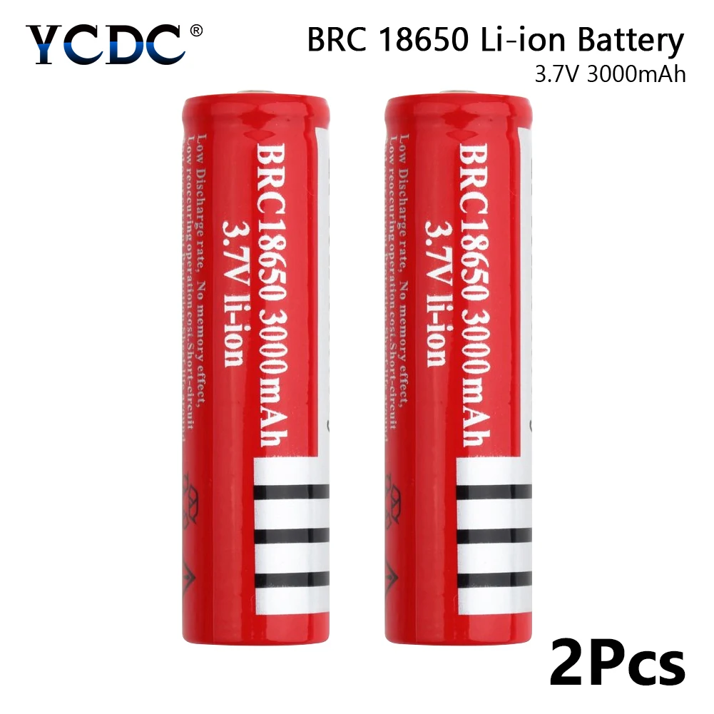YCDC 1/2/4/6/8 шт Красный 3,7 вольт 3000 мАч BRC 18650 Перезаряжаемые Батарея литий-ионный Батарея для игрушечная лазерная указка фонарик - Цвет: 2 pieces