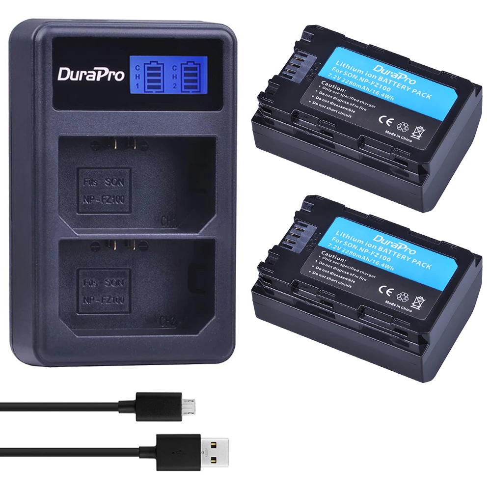 2280Mah Np-Fz100 Bateria Npfz100 Np Fz100 Batteria + Caricabatterie Per Sony Np-Fz100, Bc-Qz1, Sony A9, A7R Iii, A7 Iii, Ilce-9