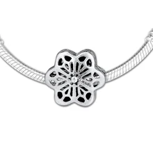 Подходят для браслетов Pandora Браслеты Цветочные ромашки кружева клип талисманы Аутентичные 925 пробы Серебряная Марка бусины для самостоятельного изготовления украшений в европейском стиле