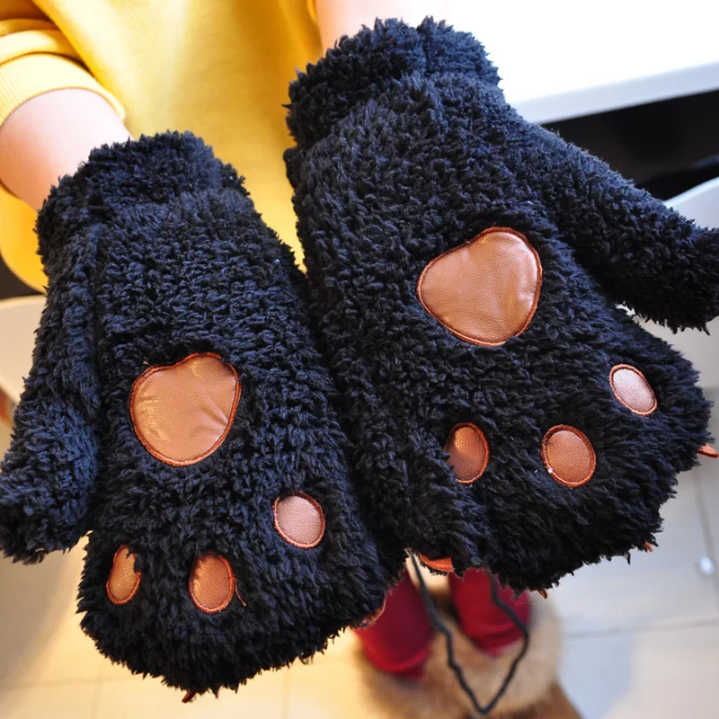 Bear paw gloves lovers gloves halter neck cartoon animal gloves thermal