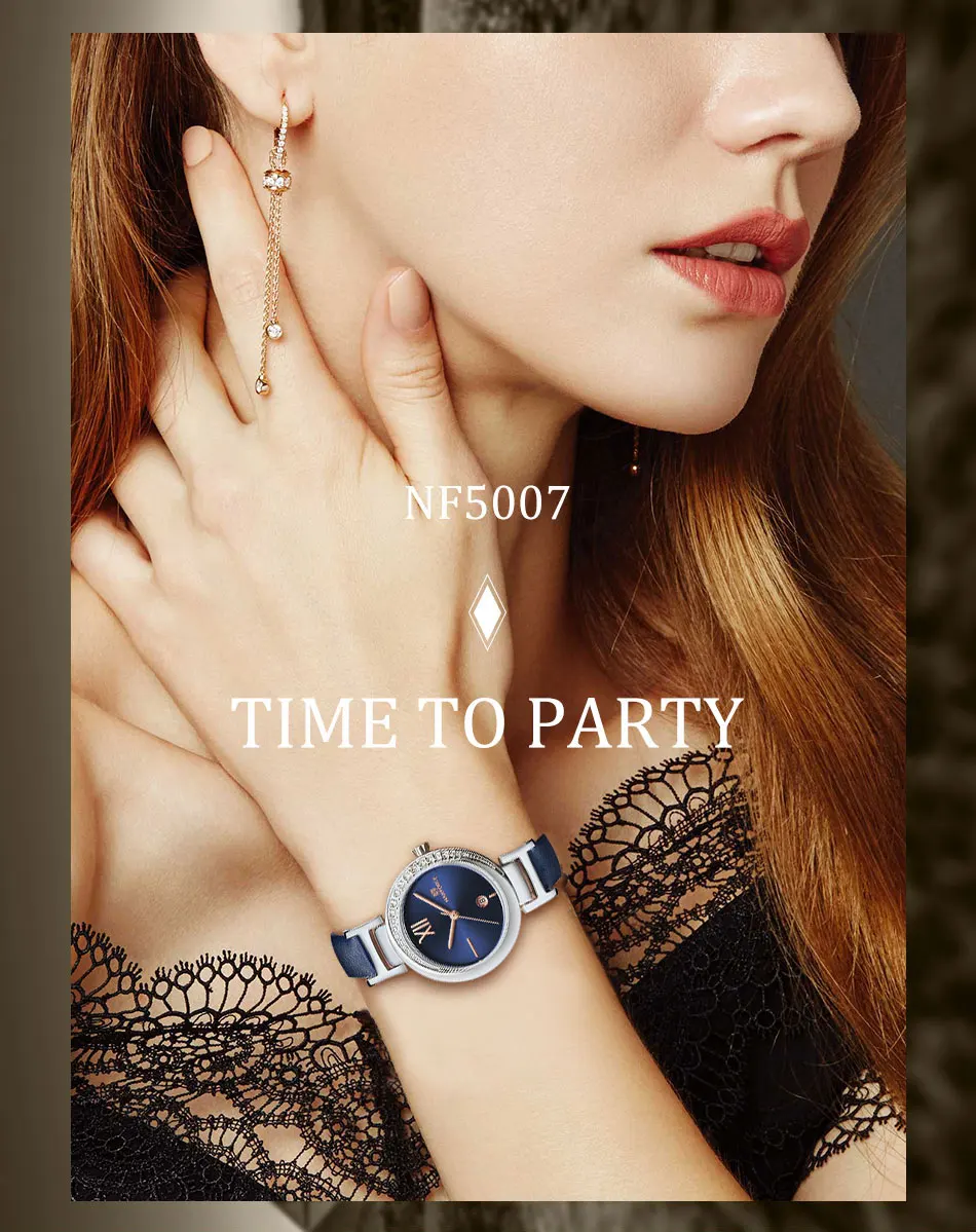 NAVIFORCE роскошный бренд со стразами женские кожаные кварцевые часы для дам Наручные часы браслет часы подарок Montre Femme